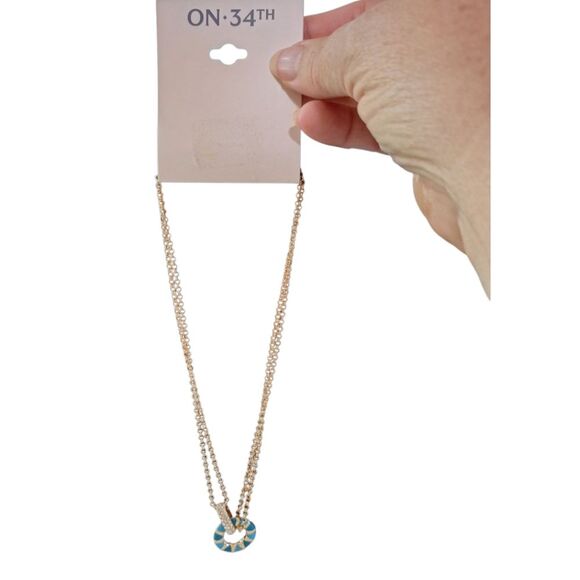 🎁Elegant Gold and Blue Pendant Necklace, ON 34TH - Picture 2 of 7